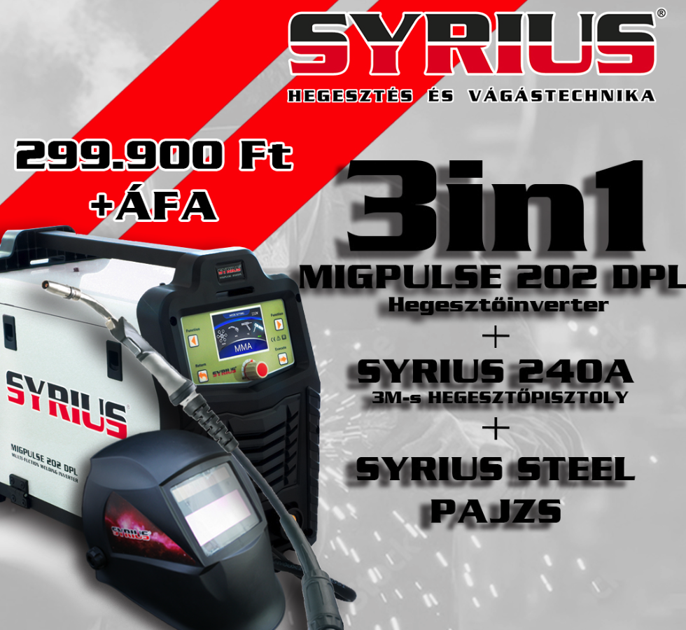 SYRIUS MIGPULSE 202 DPL MIG/MAG fogyóelektródás hegesztőgép